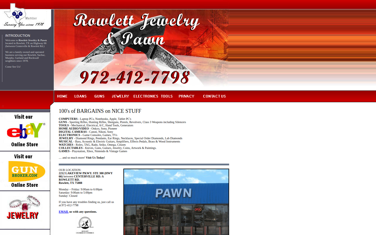 Rowlett Jewelry & Pawn website preview