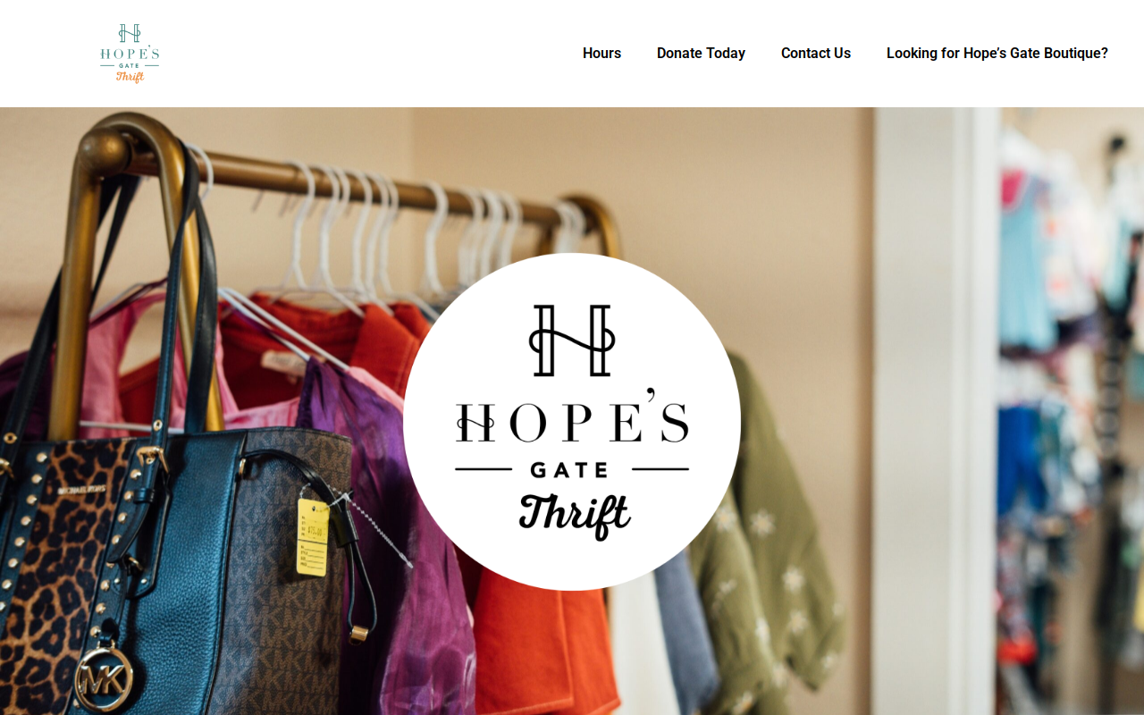 Hope's Gate Thrift Store website preview