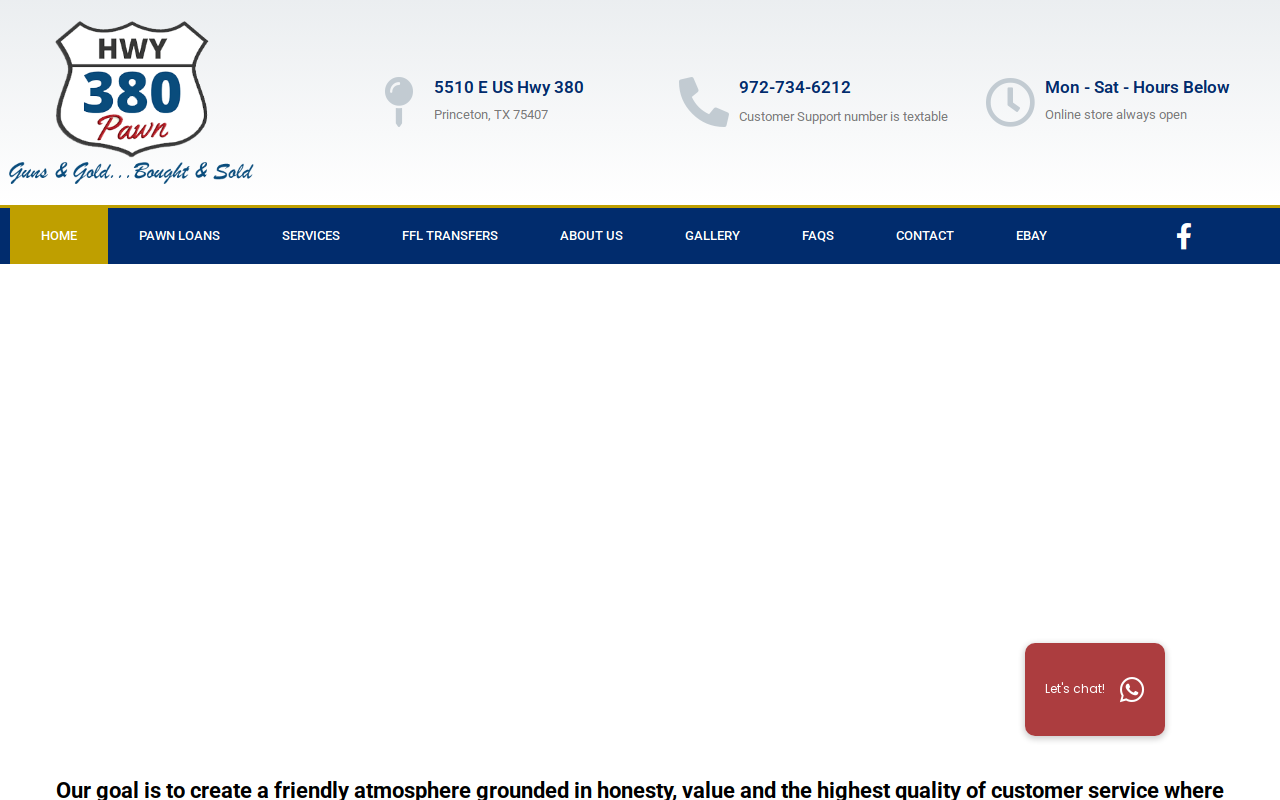 Highway 380 Pawn website preview