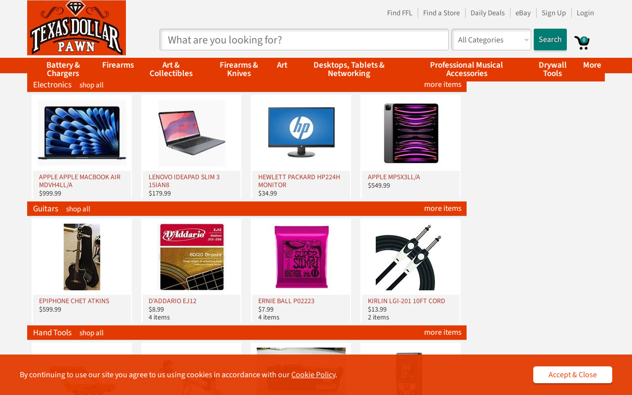 Texas Dollar Pawn and Gun website preview