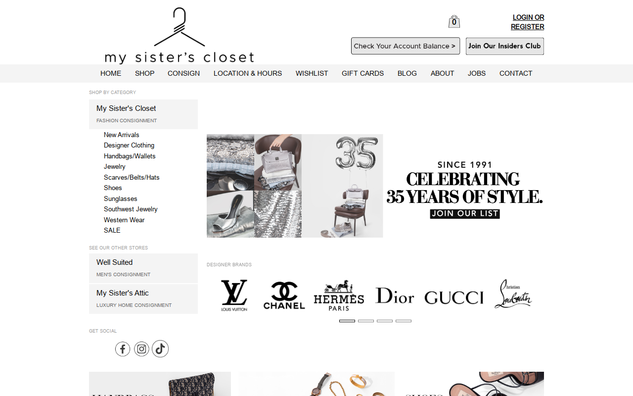 My Sisters Closet website preview