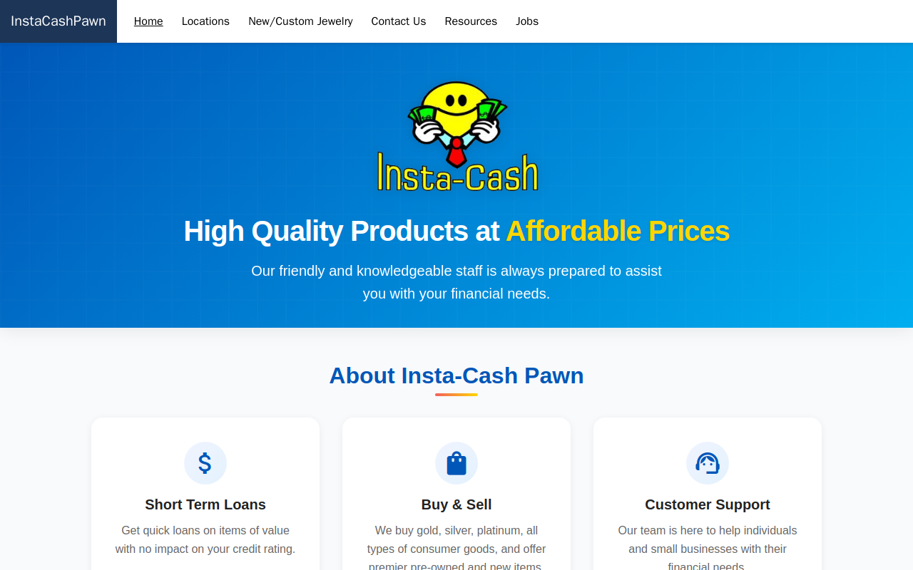 Insta-Cash Pawn #6 website preview