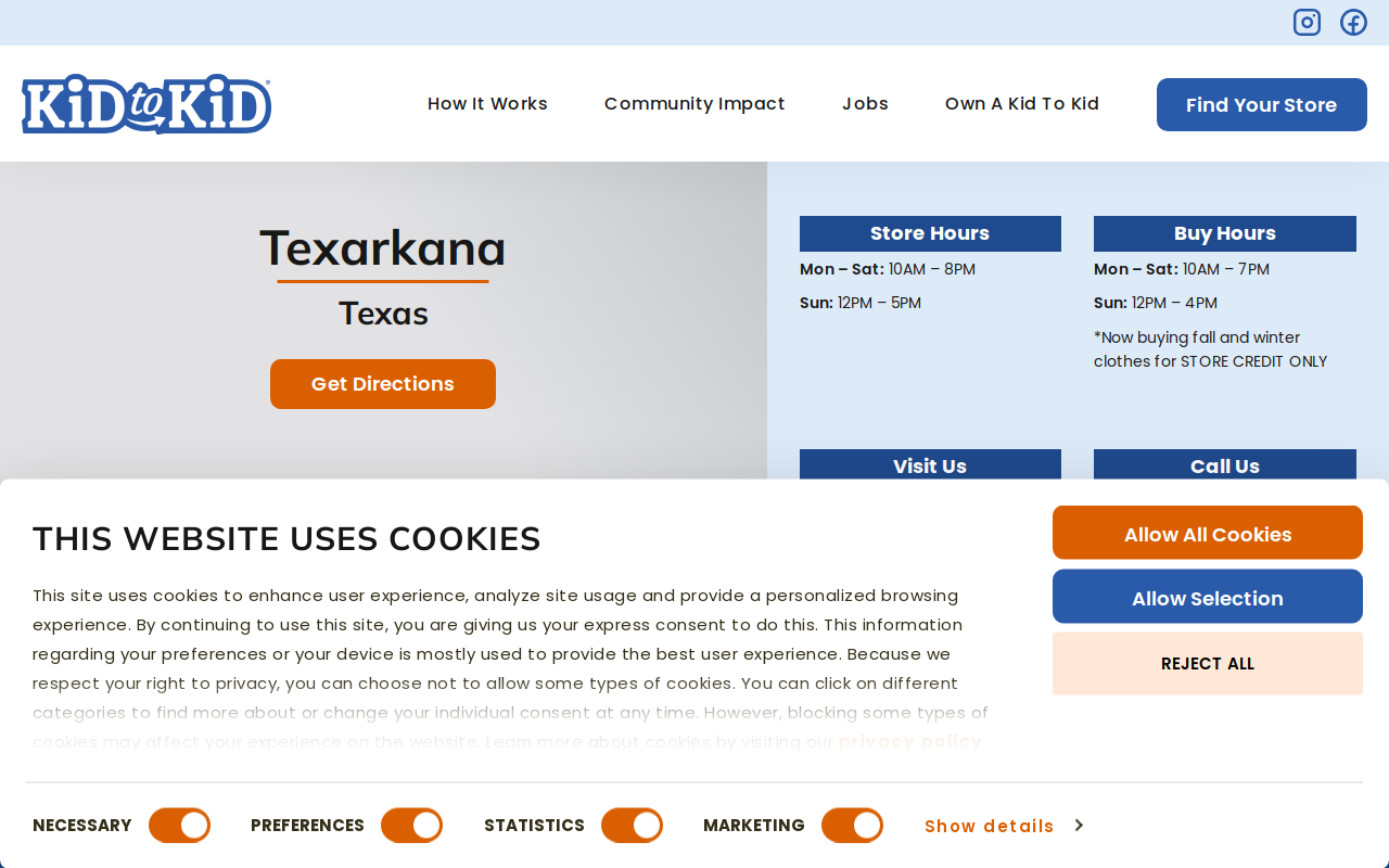 Kid to Kid Texarkana website preview