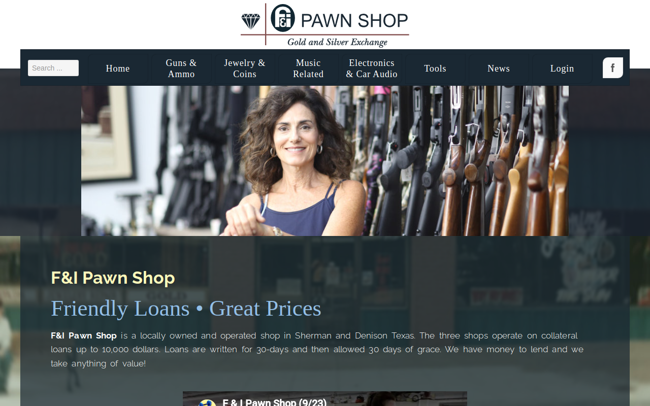 F&I Pawn Shop Texoma Parkway website preview