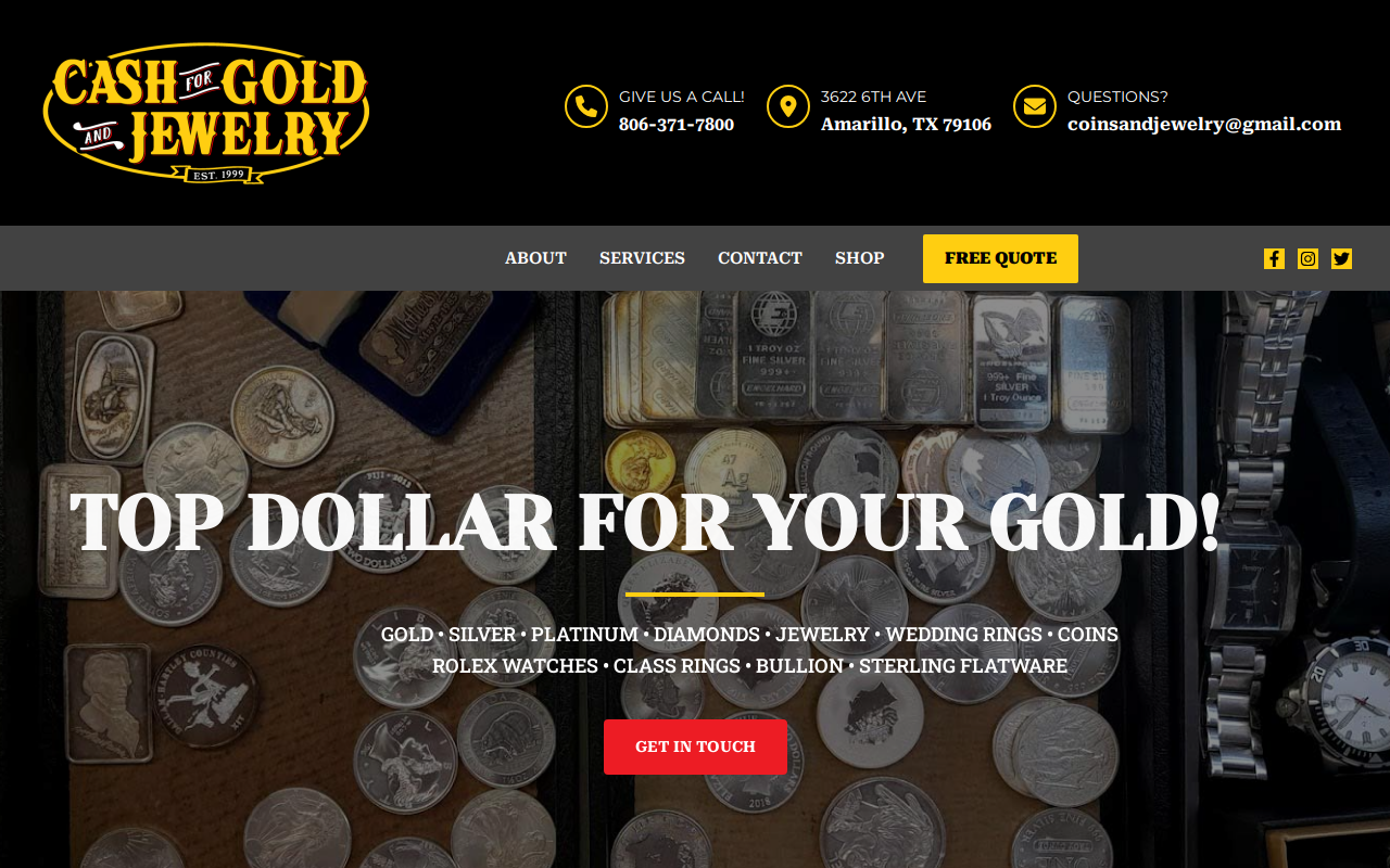 Cash for Gold and Jewelry website preview