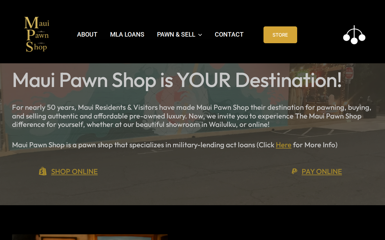 Paradise Pawn Shop website preview