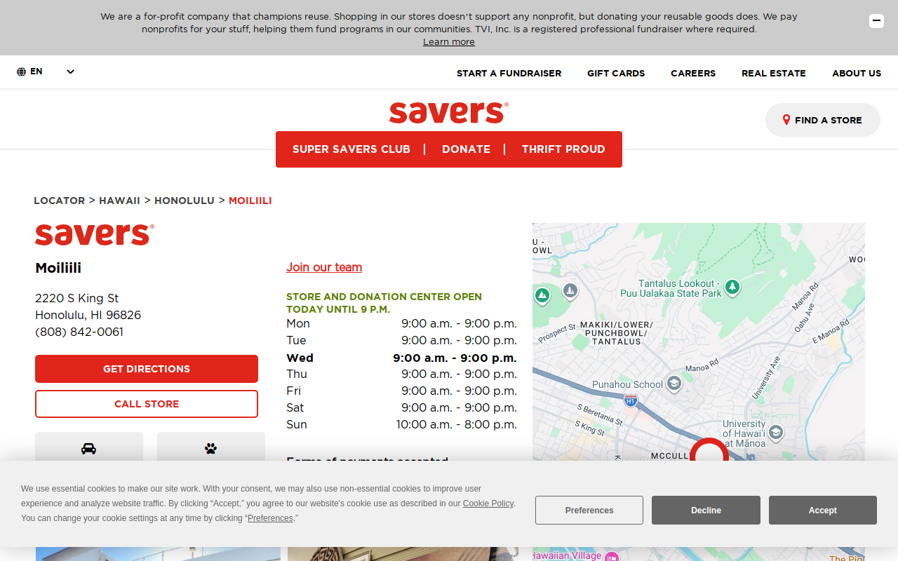 Savers Thrift Stores website preview