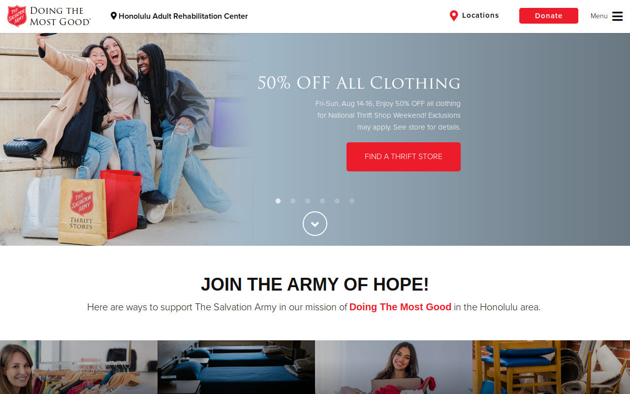 The Salvation Army Thrift Store and Donation Center website preview