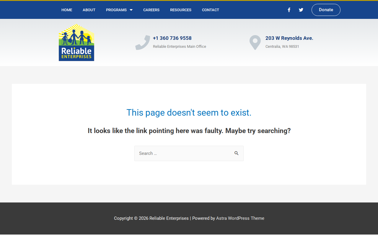 Reliable Enterprises New Life Thrift Store website preview