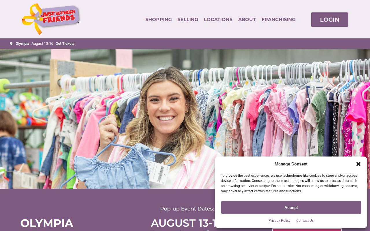 Just Between Friends Olympia website preview