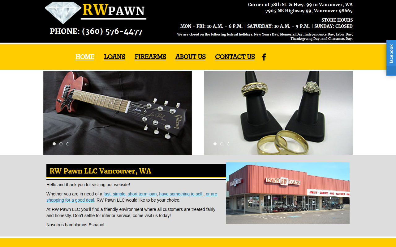 R W Pawns Loans website preview