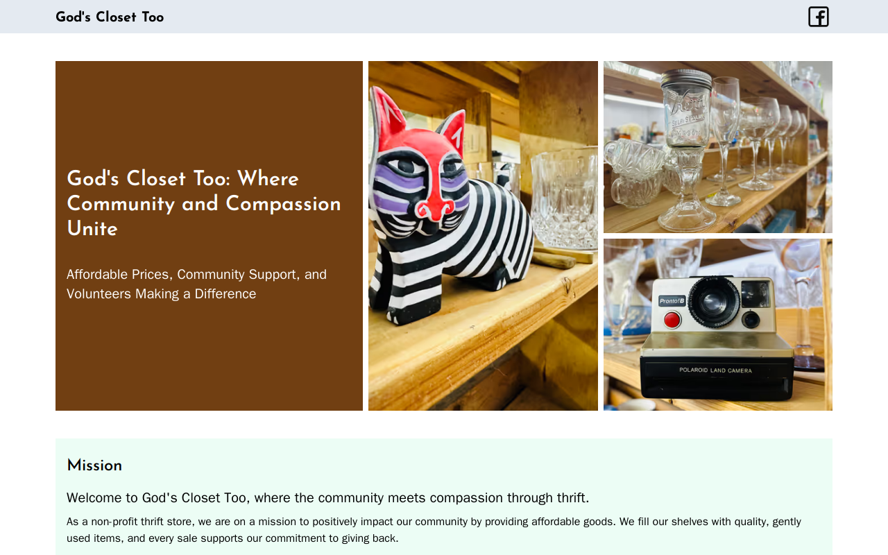 God's Closet Too website preview