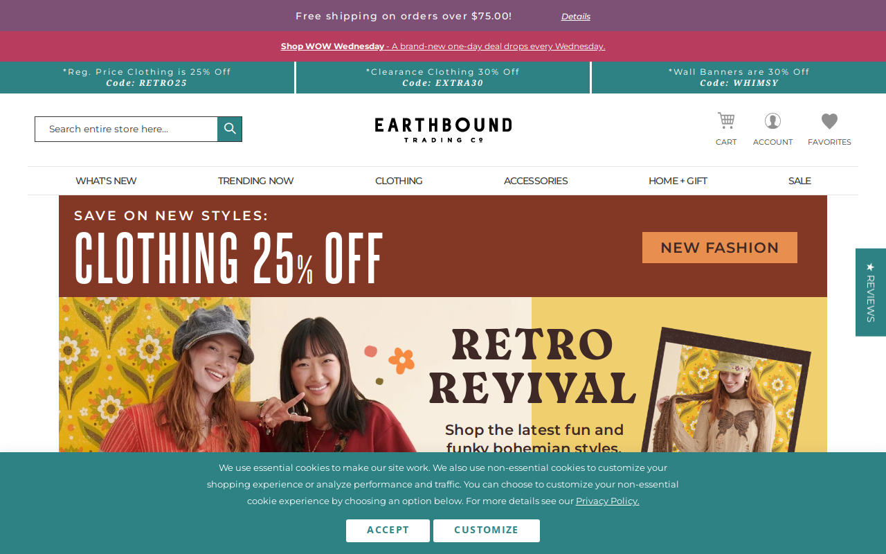 Earthbound Trading website preview
