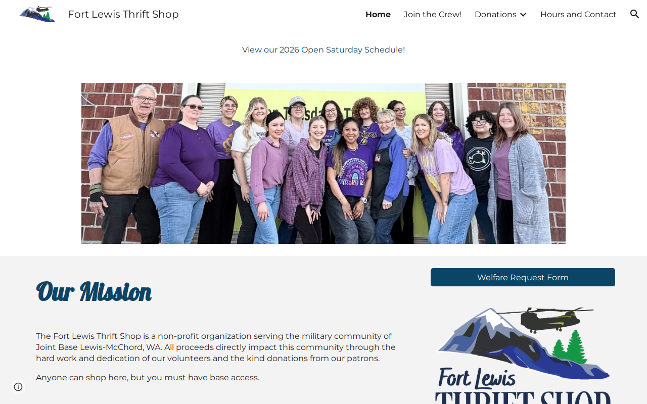 Fort Lewis Thrift Shop website preview