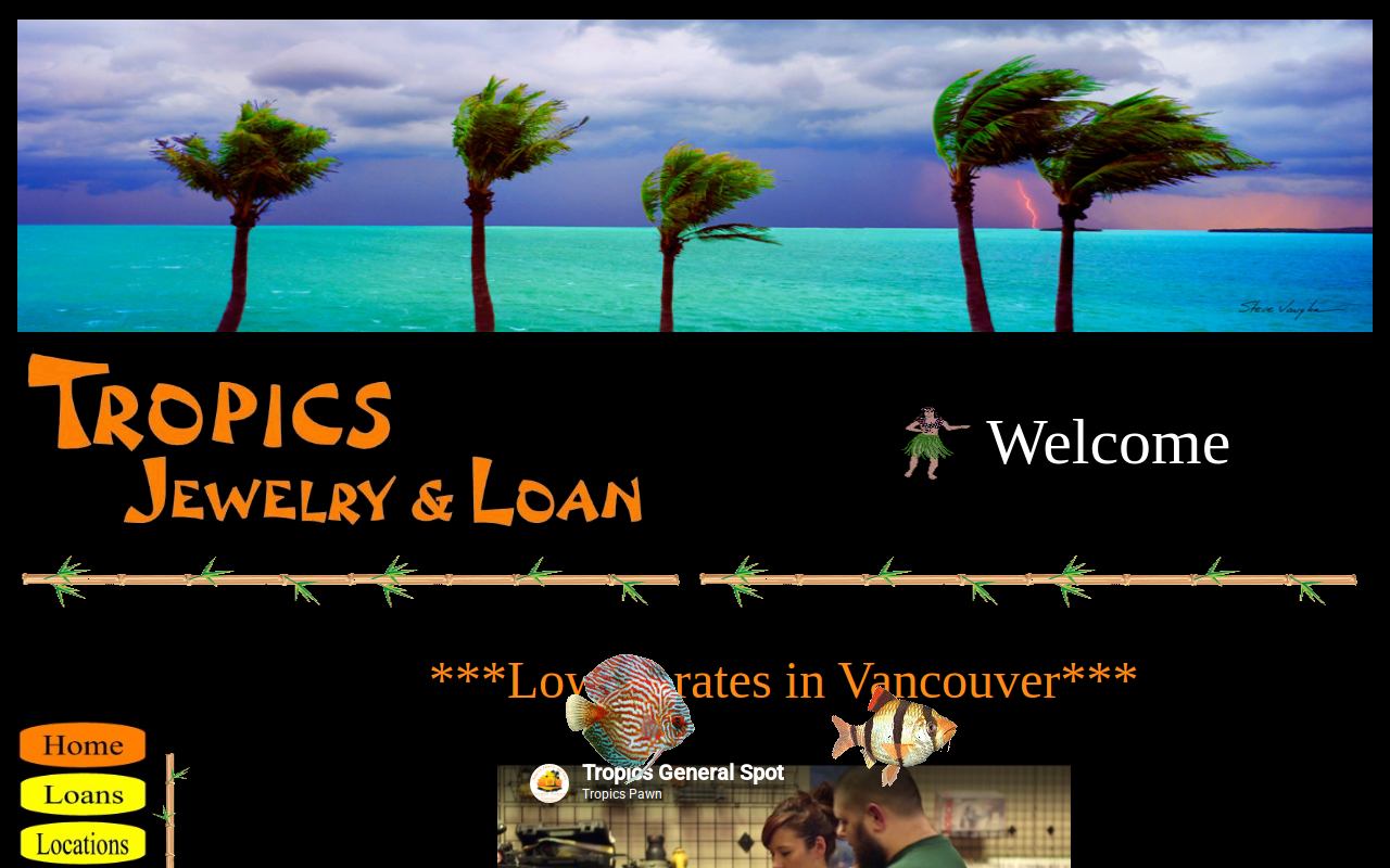 tropics jewelry & loan website preview