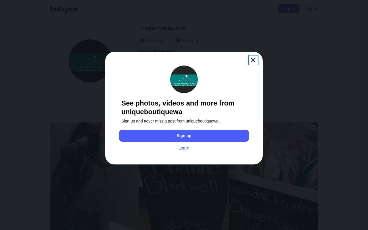 Unique Boutique website preview