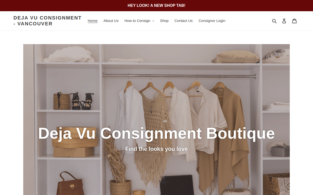 Deja Vu Consignment Boutique website preview