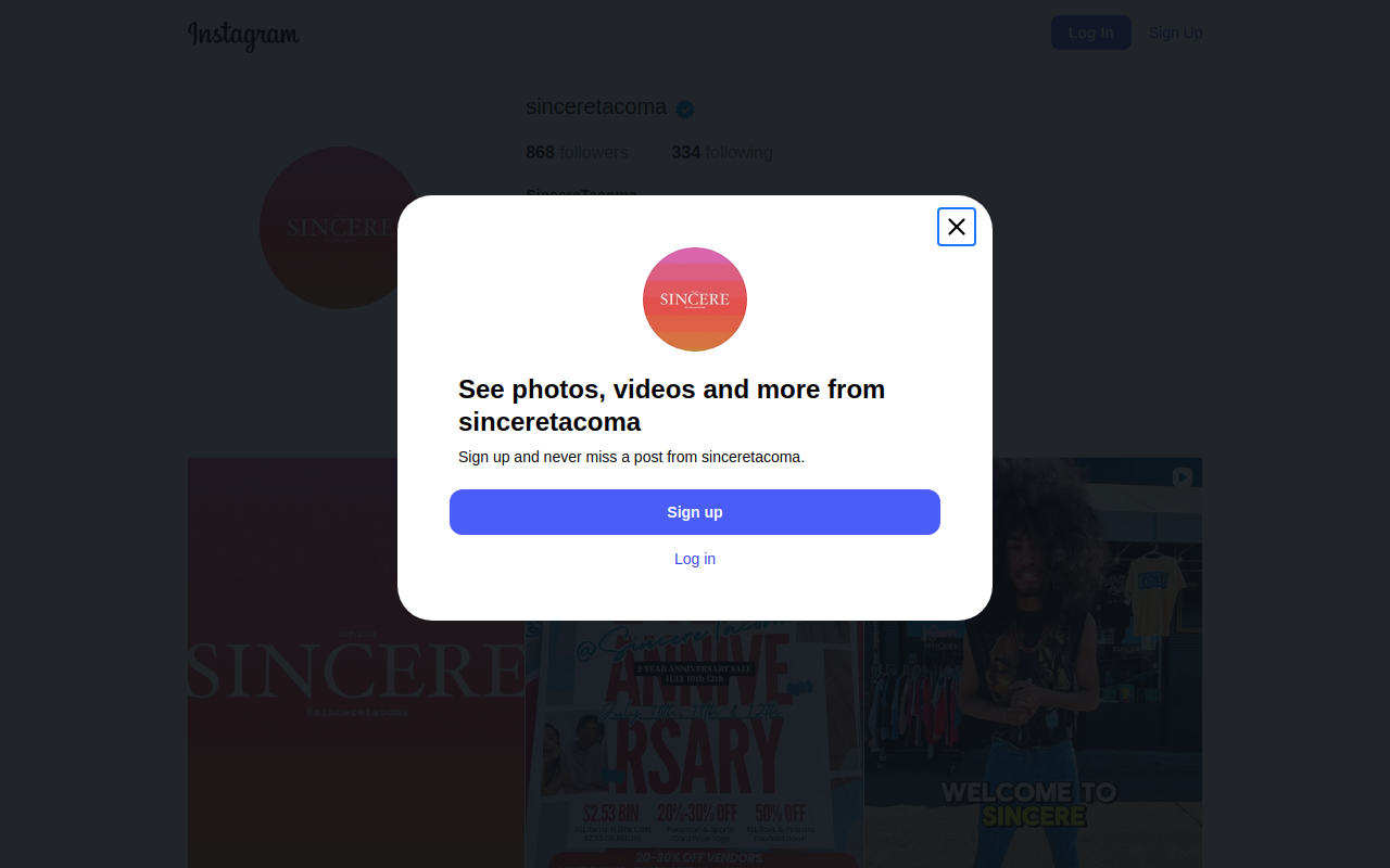 Sincere Tacoma @SINCERETACOMA website preview