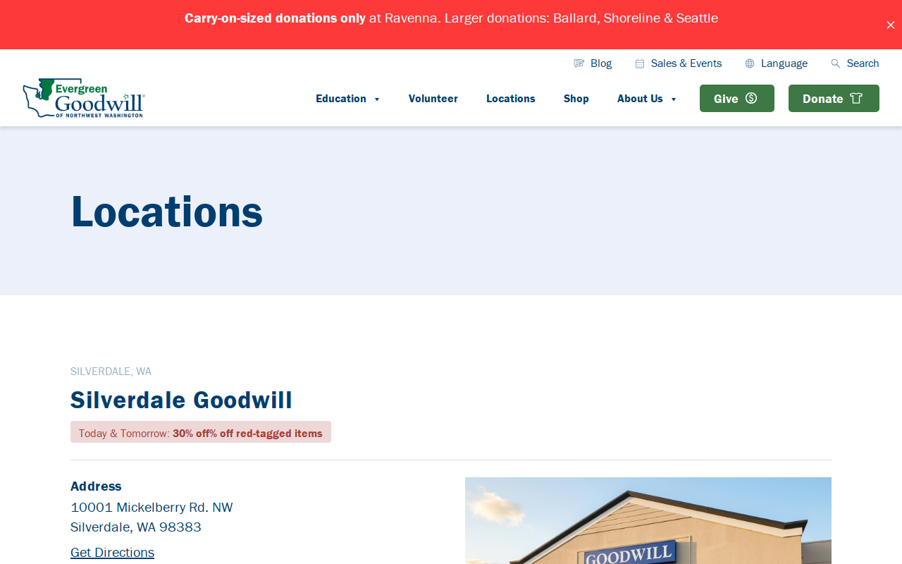 Goodwill Silverdale website preview