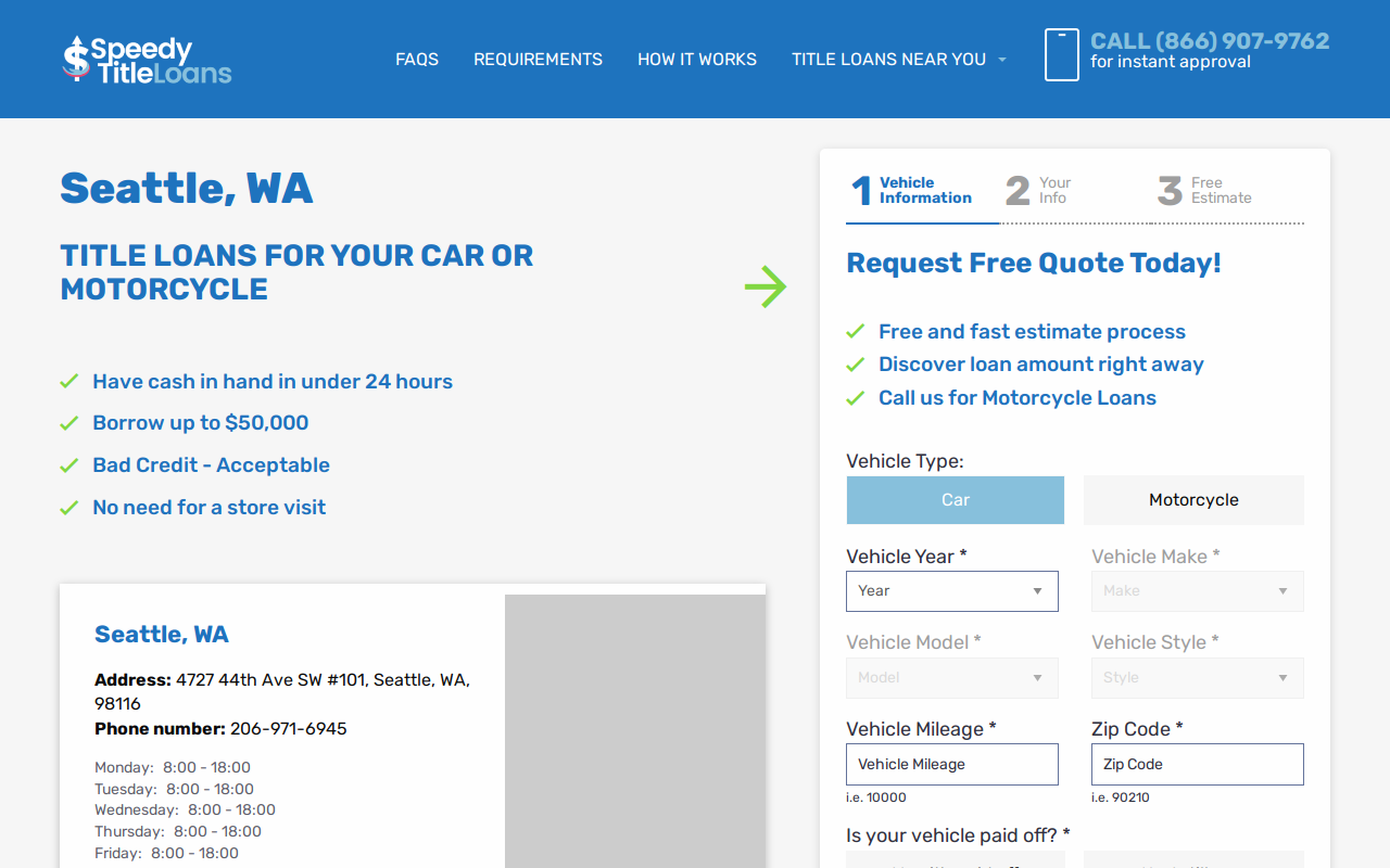 Speedy Title Loans website preview
