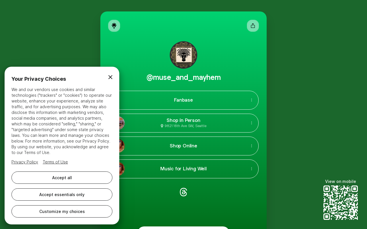 Muse & Mayhem website preview