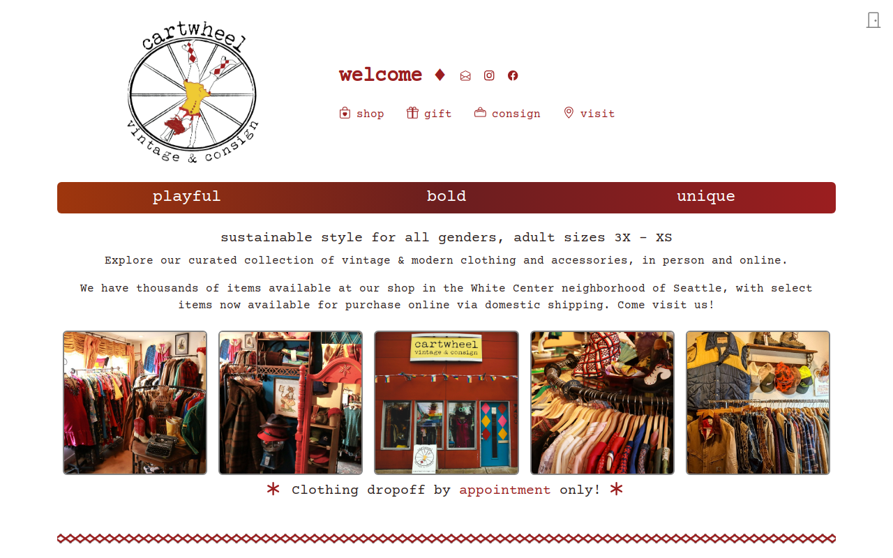 Cartwheel Vintage & Consign website preview