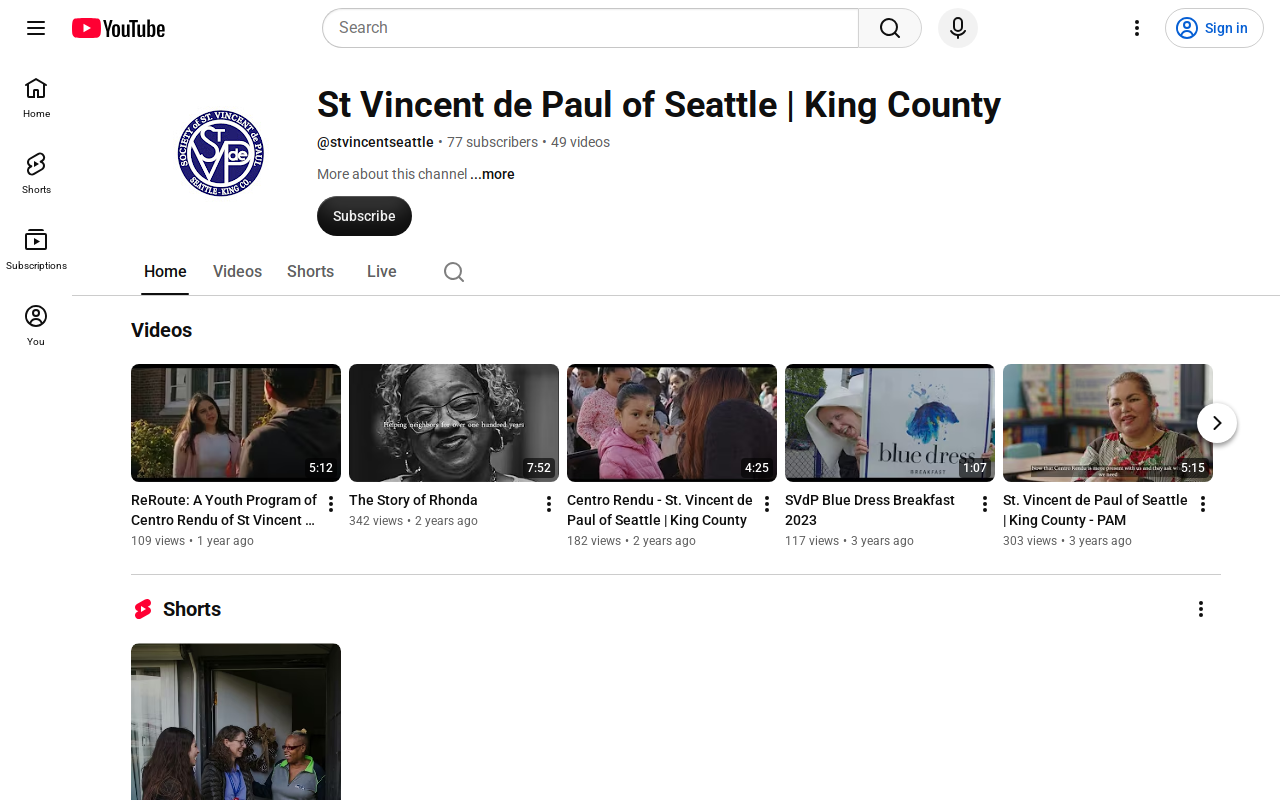 St. Vincent de Paul website preview