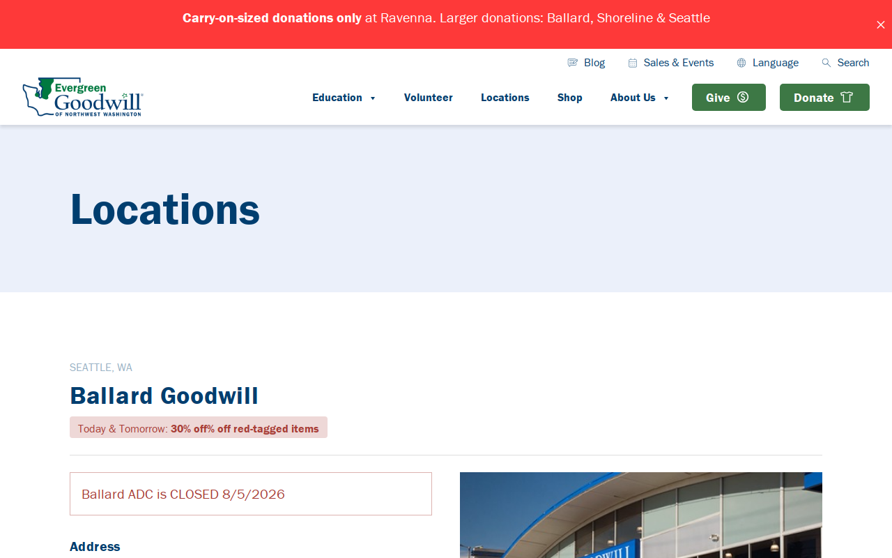 Goodwill Ballard website preview