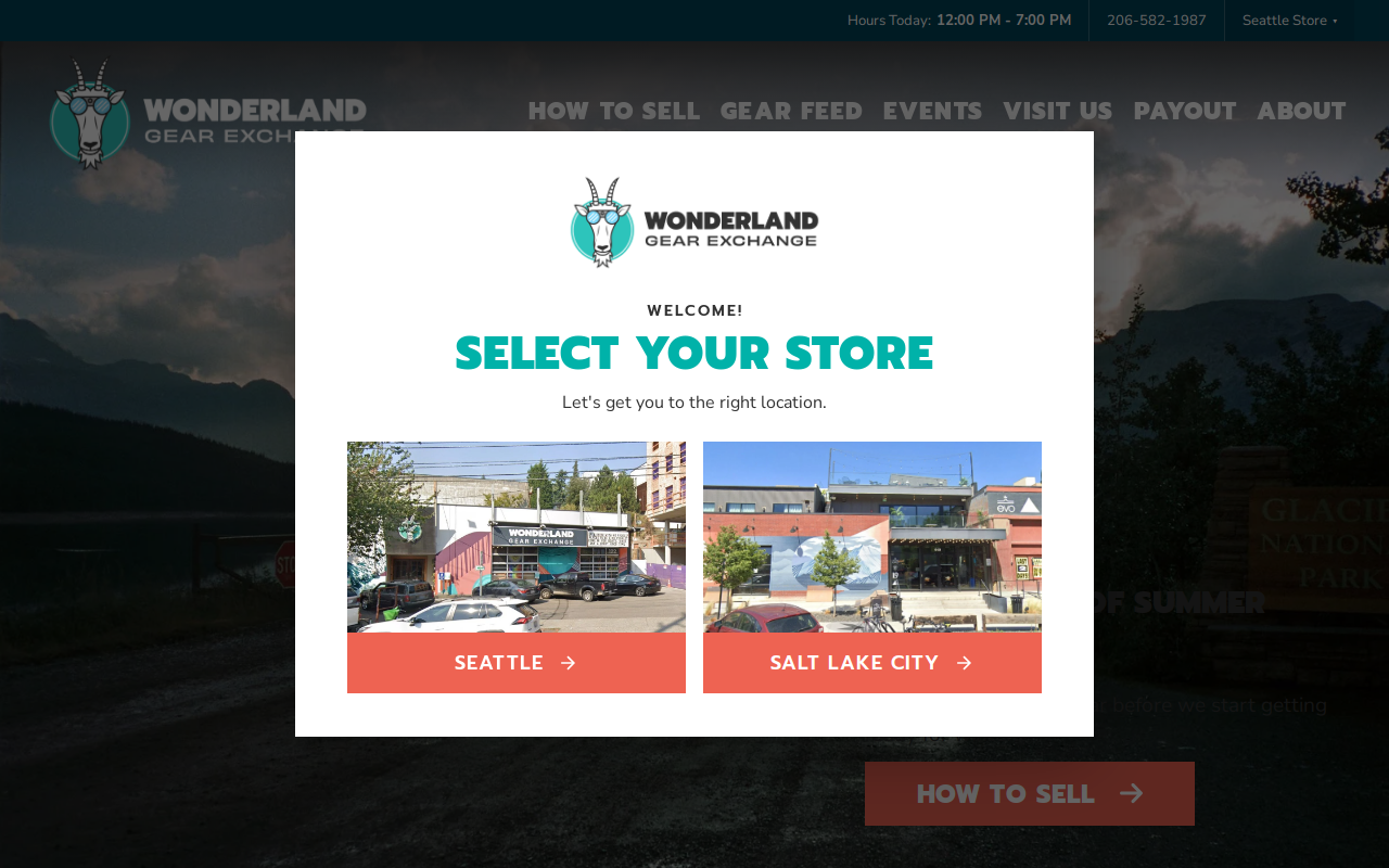 Wonderland Gear Exchange website preview