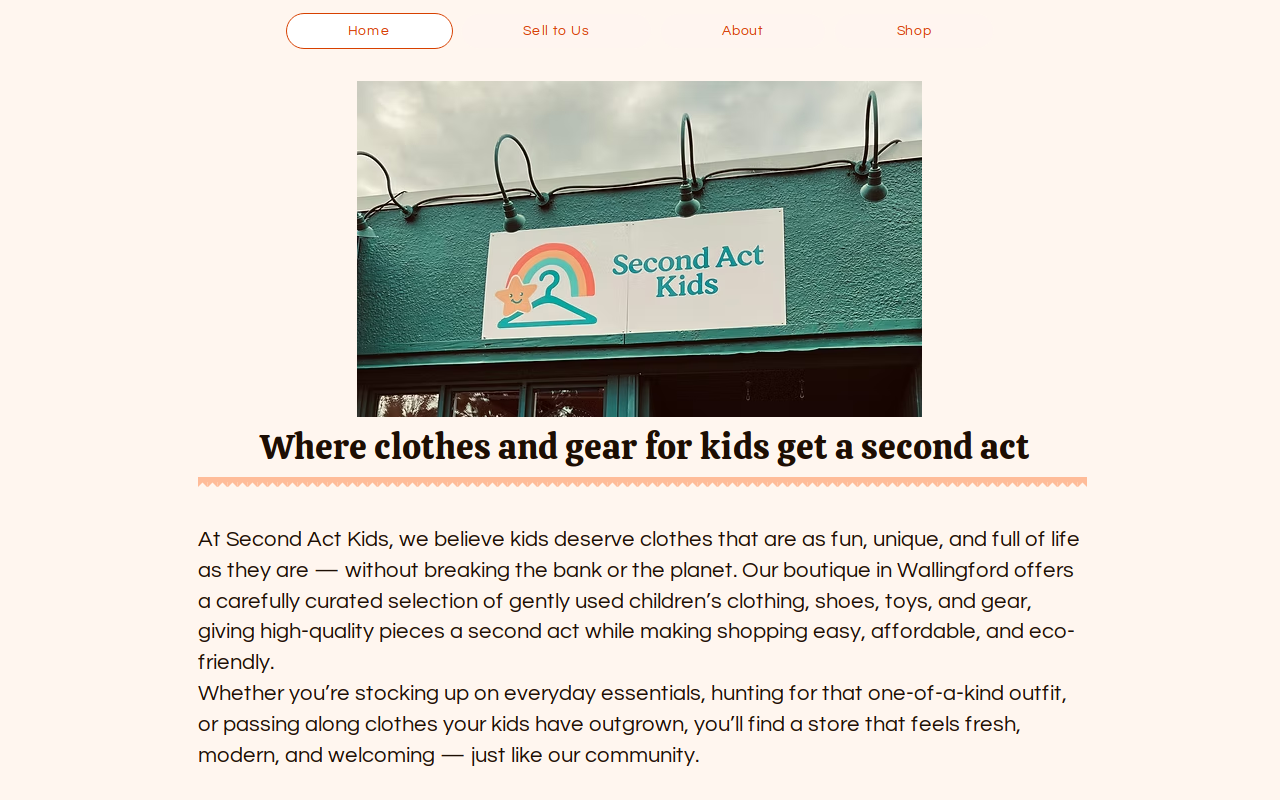 Second Act Kids website preview