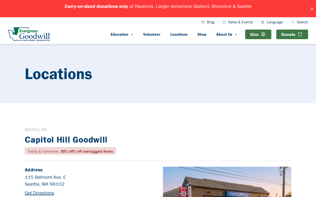 Goodwill Capitol Hill website preview