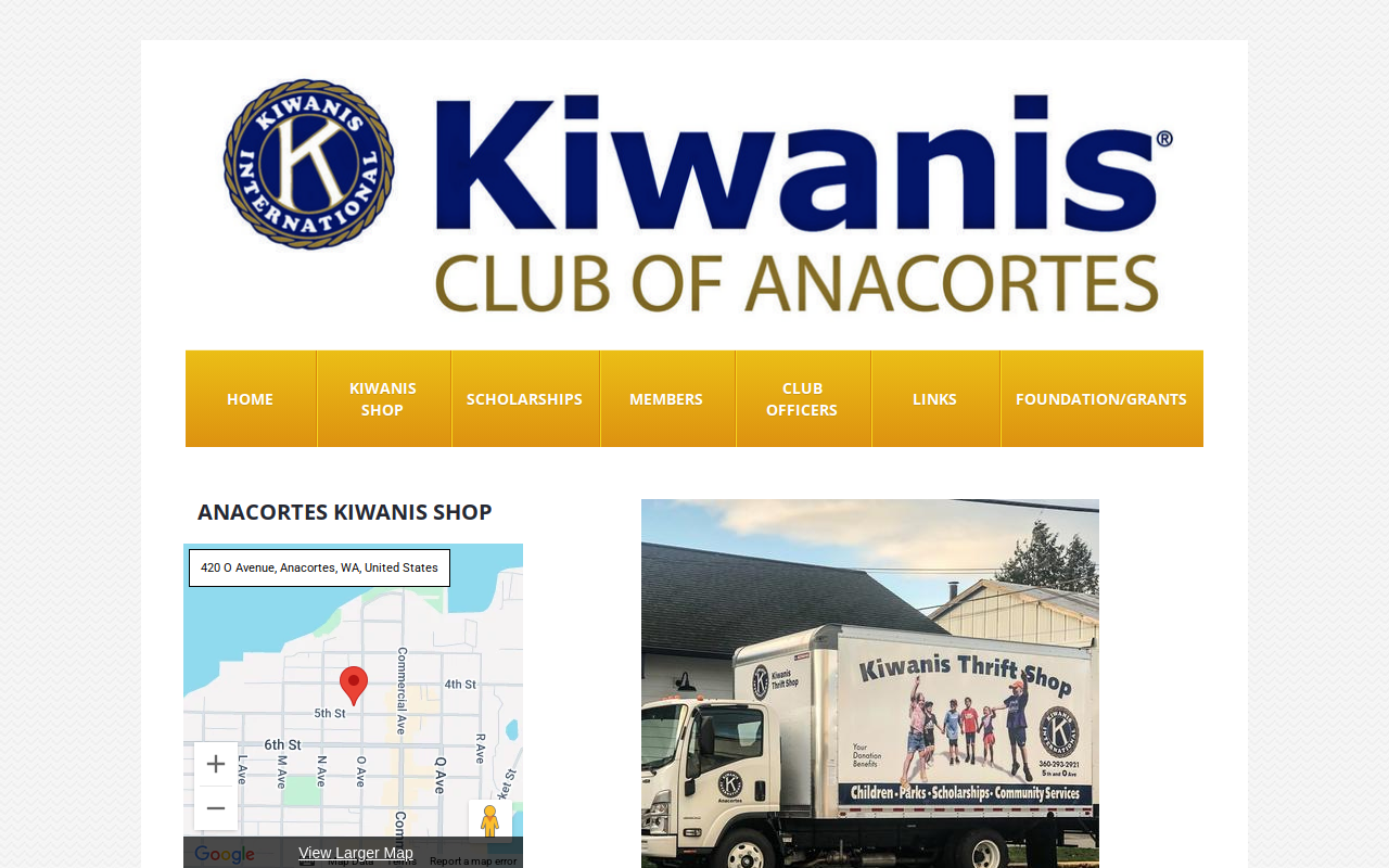 Kiwanis Thrift Shop website preview