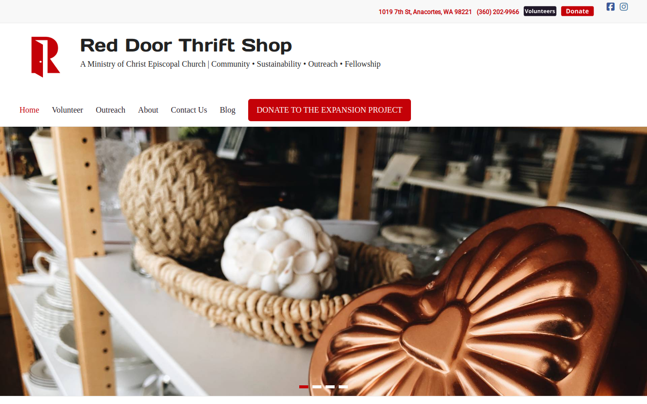 Red Door Thrift Shop website preview