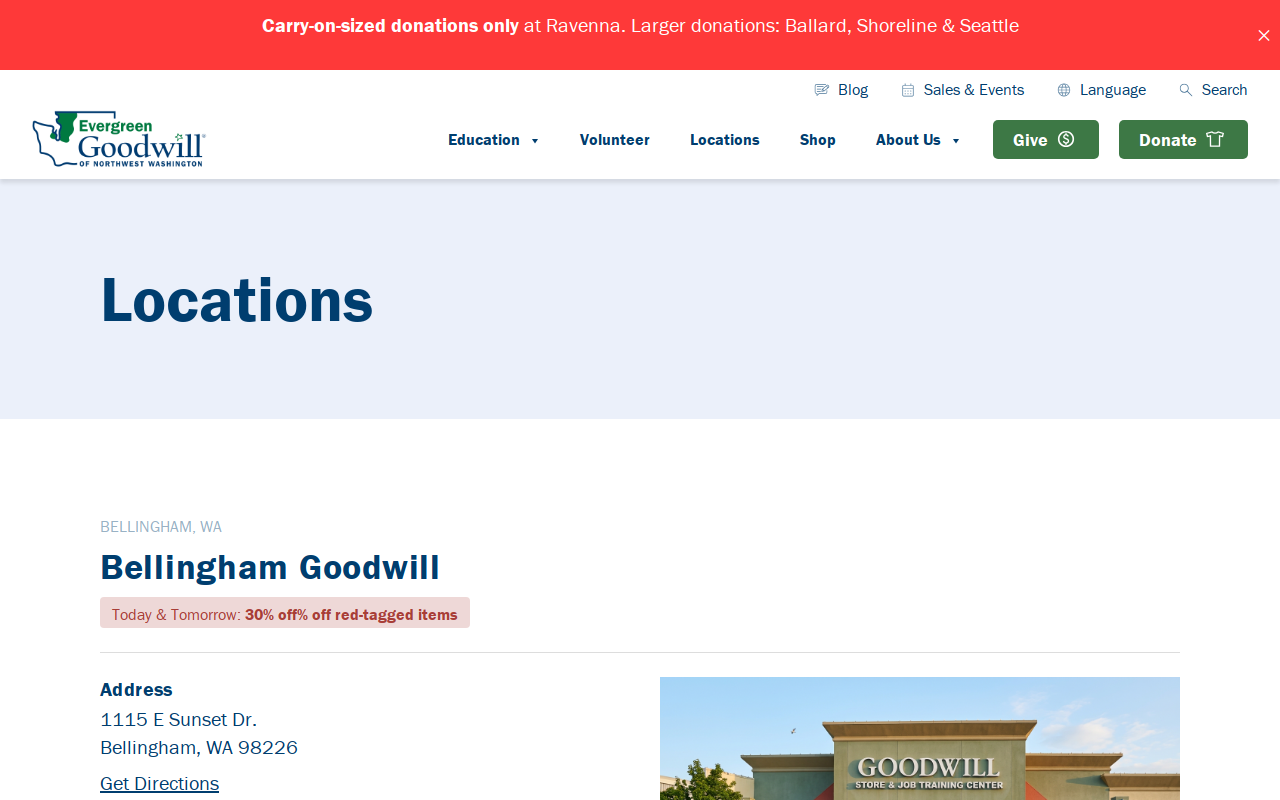 Bellingham Goodwill website preview