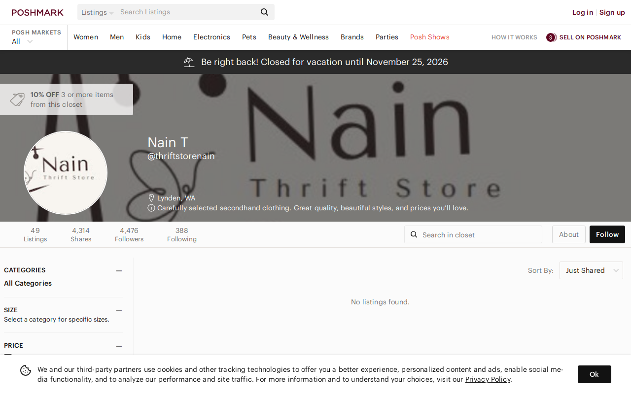 Nain Thrift Store website preview