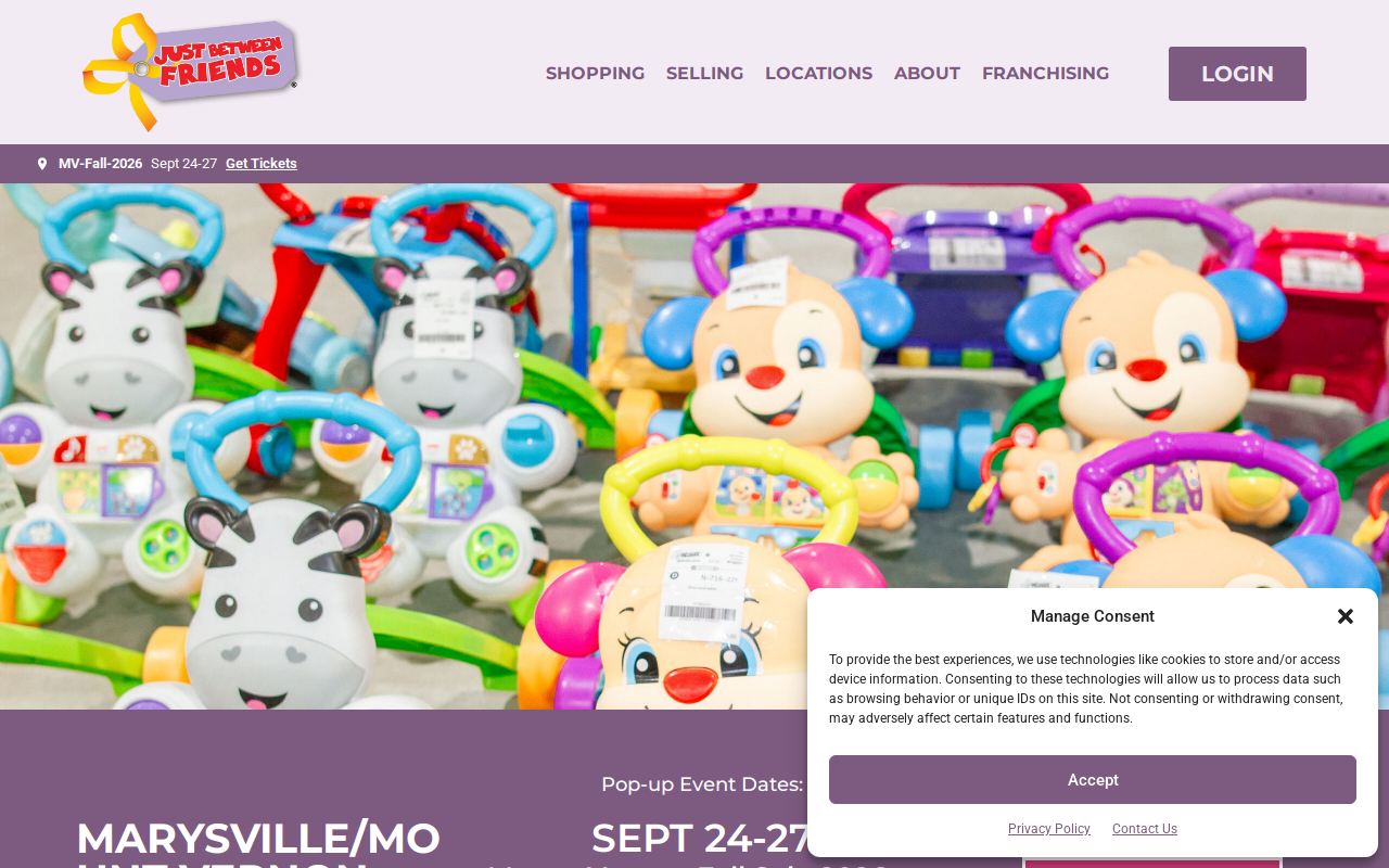 Just Between Friends Marysville & Mount Vernon website preview