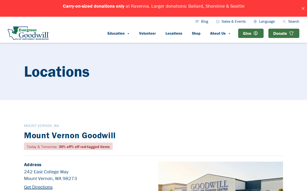 Goodwill Mount Vernon website preview