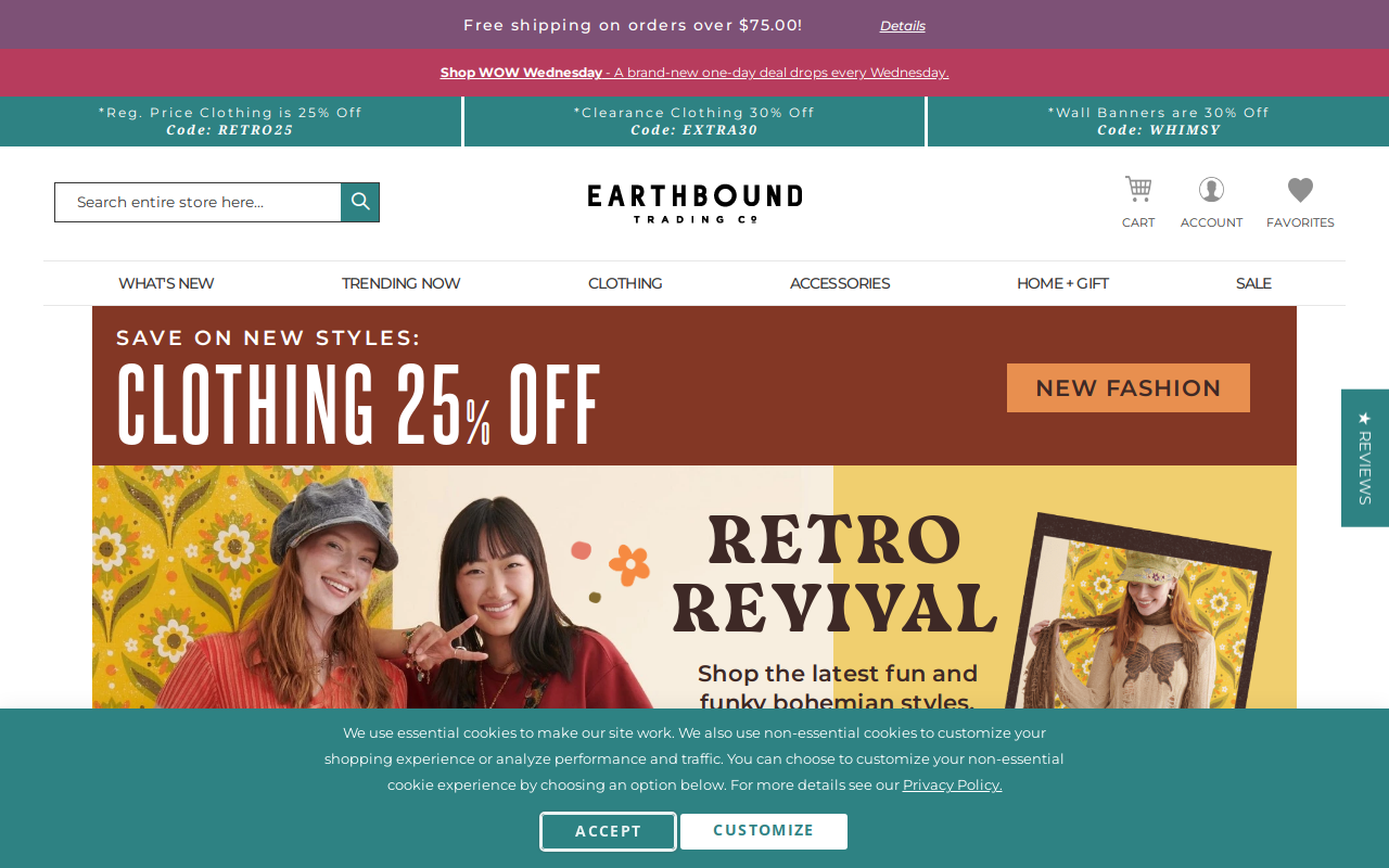 Earthbound Trading Company website preview
