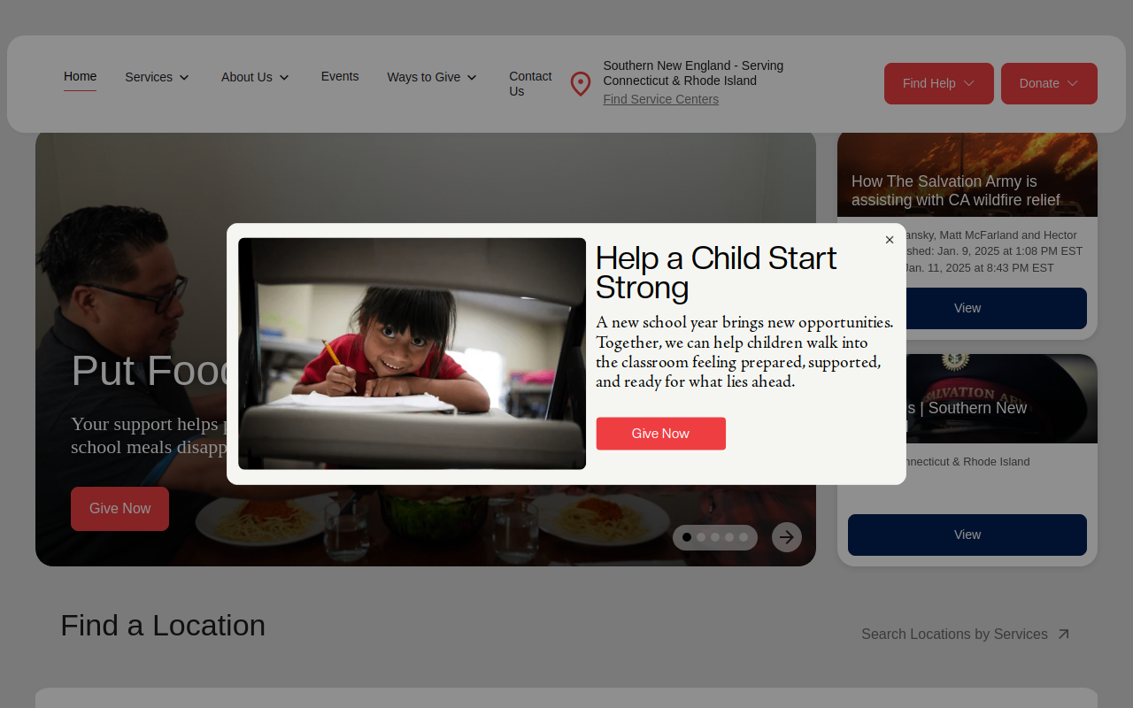 The Salvation Army Family Thrift Store website preview