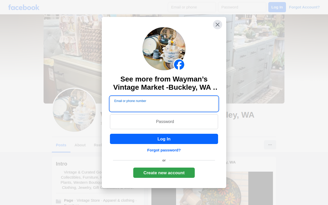 Wayman's Vintage Market website preview