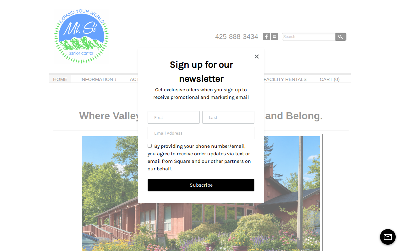 Mt Si Senior Center Thrift Store website preview
