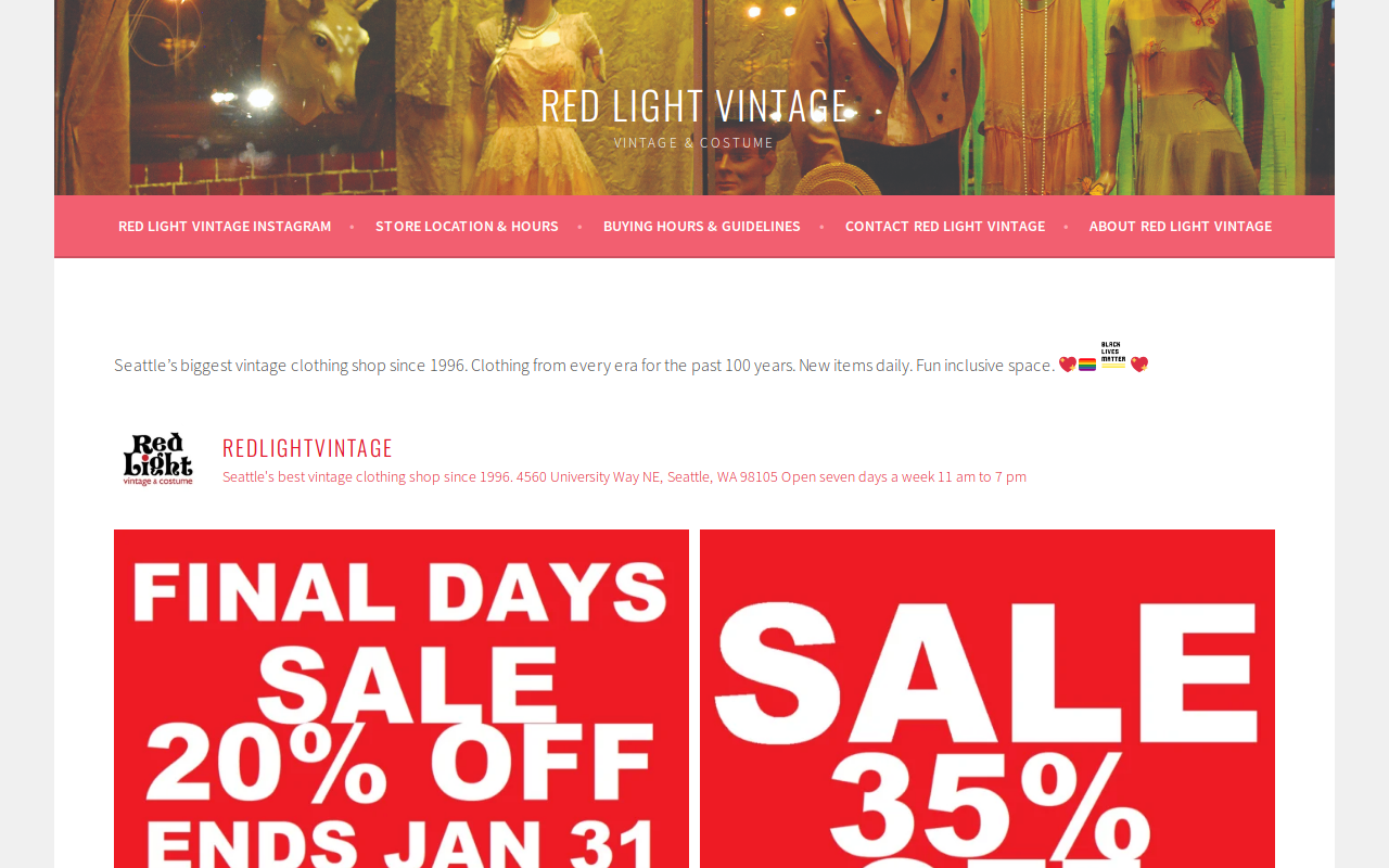Red Light Vintage Clothing website preview