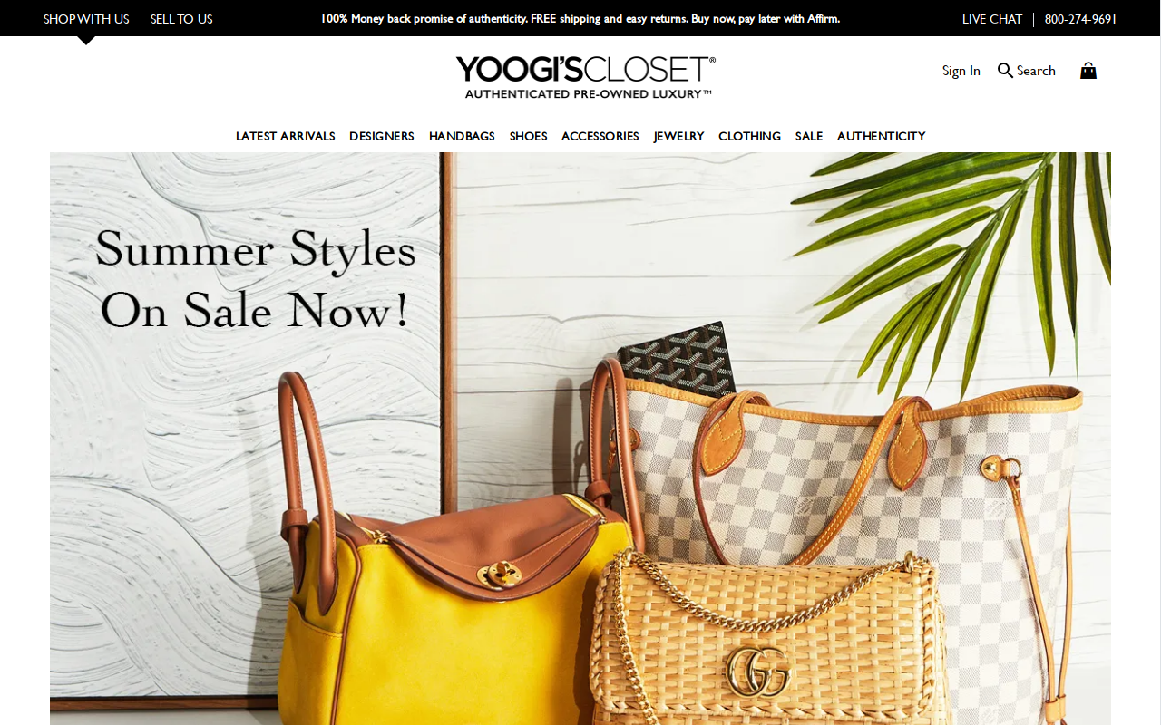Yoogi's Closet website preview