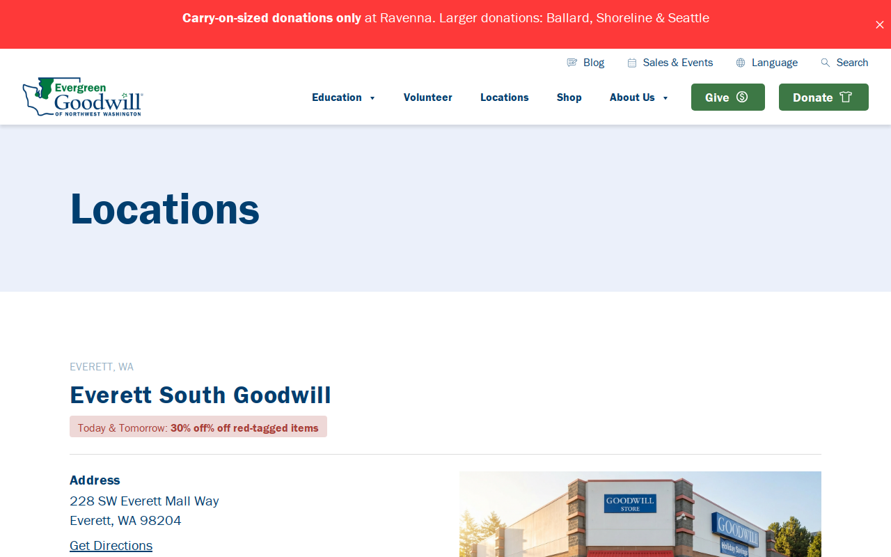 Everett South Goodwill website preview