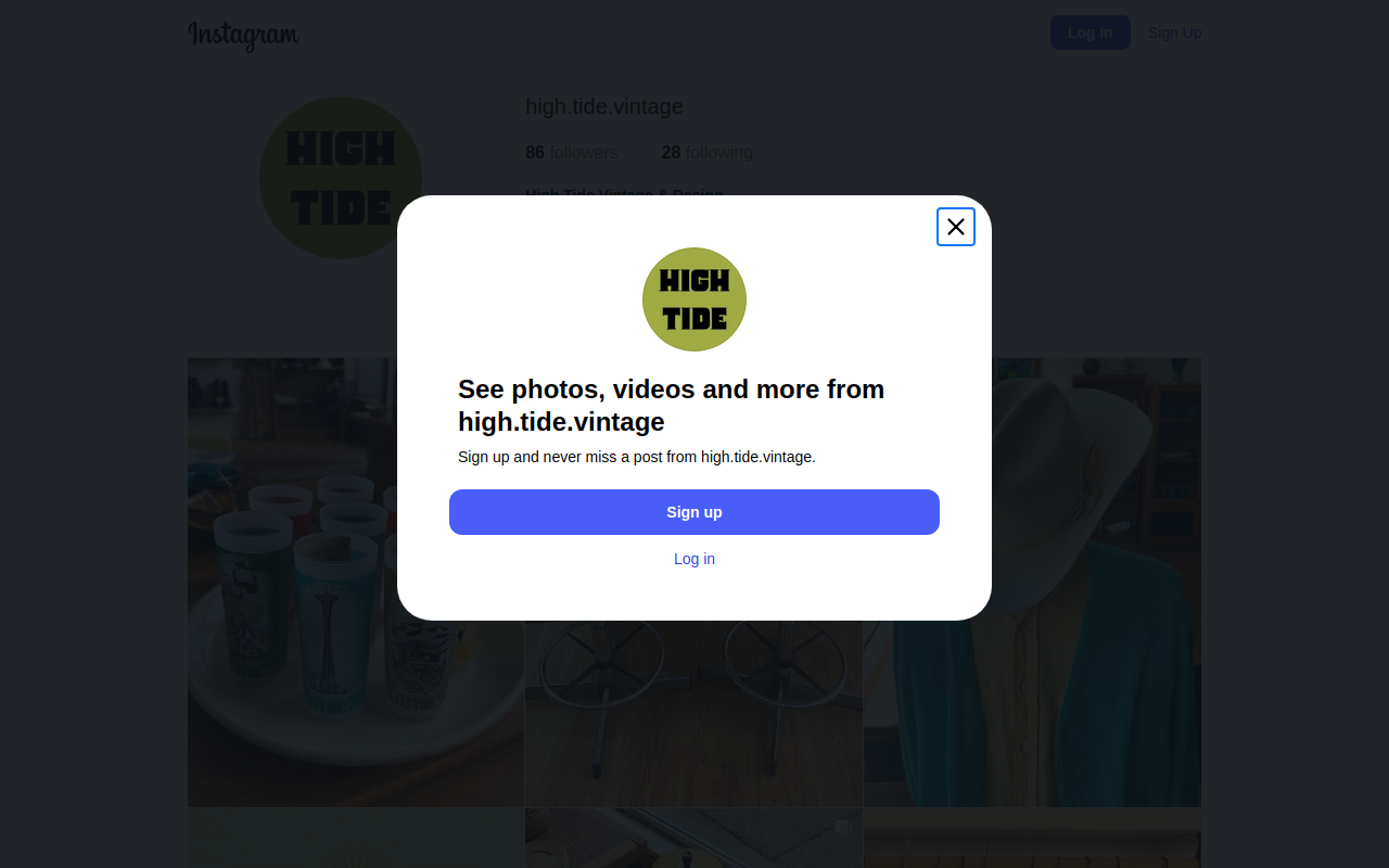 High Tide Vintage & Design website preview