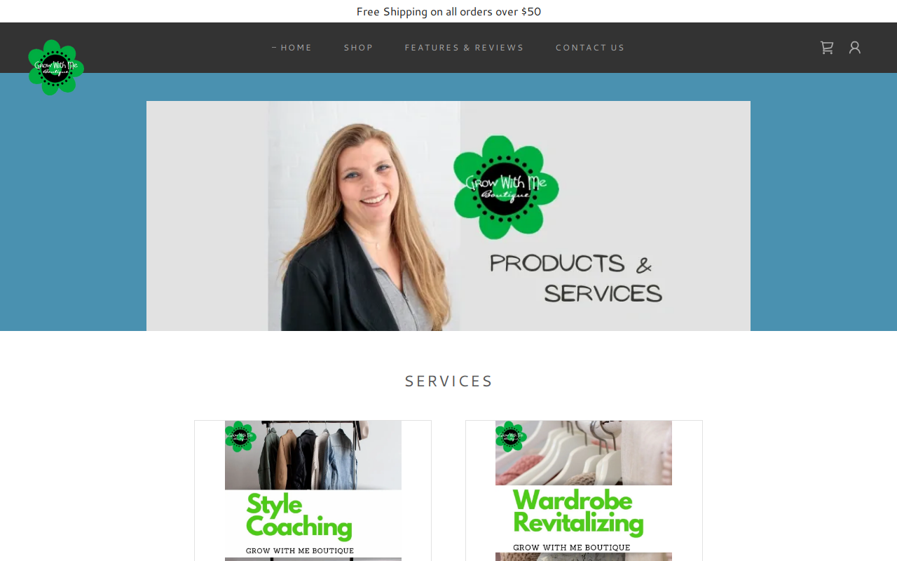 Grow with Me Boutique website preview