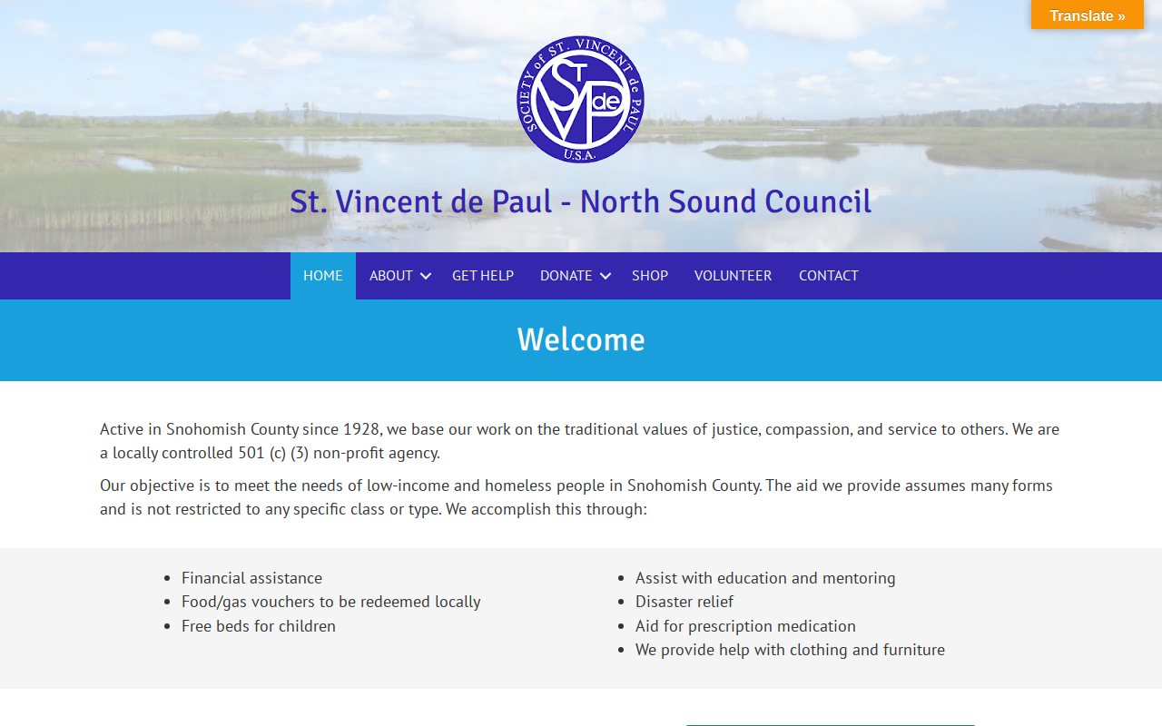 St. Vincent De Paul Society website preview