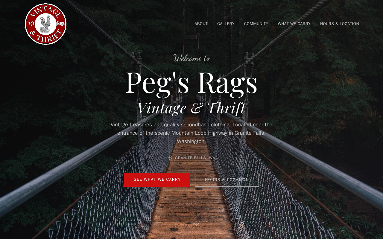 Peg's Rags Vintage & Thrift website preview