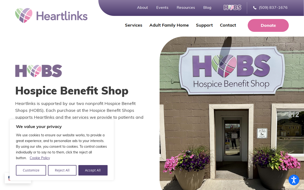 HOBS Hospice Benefit Shop website preview