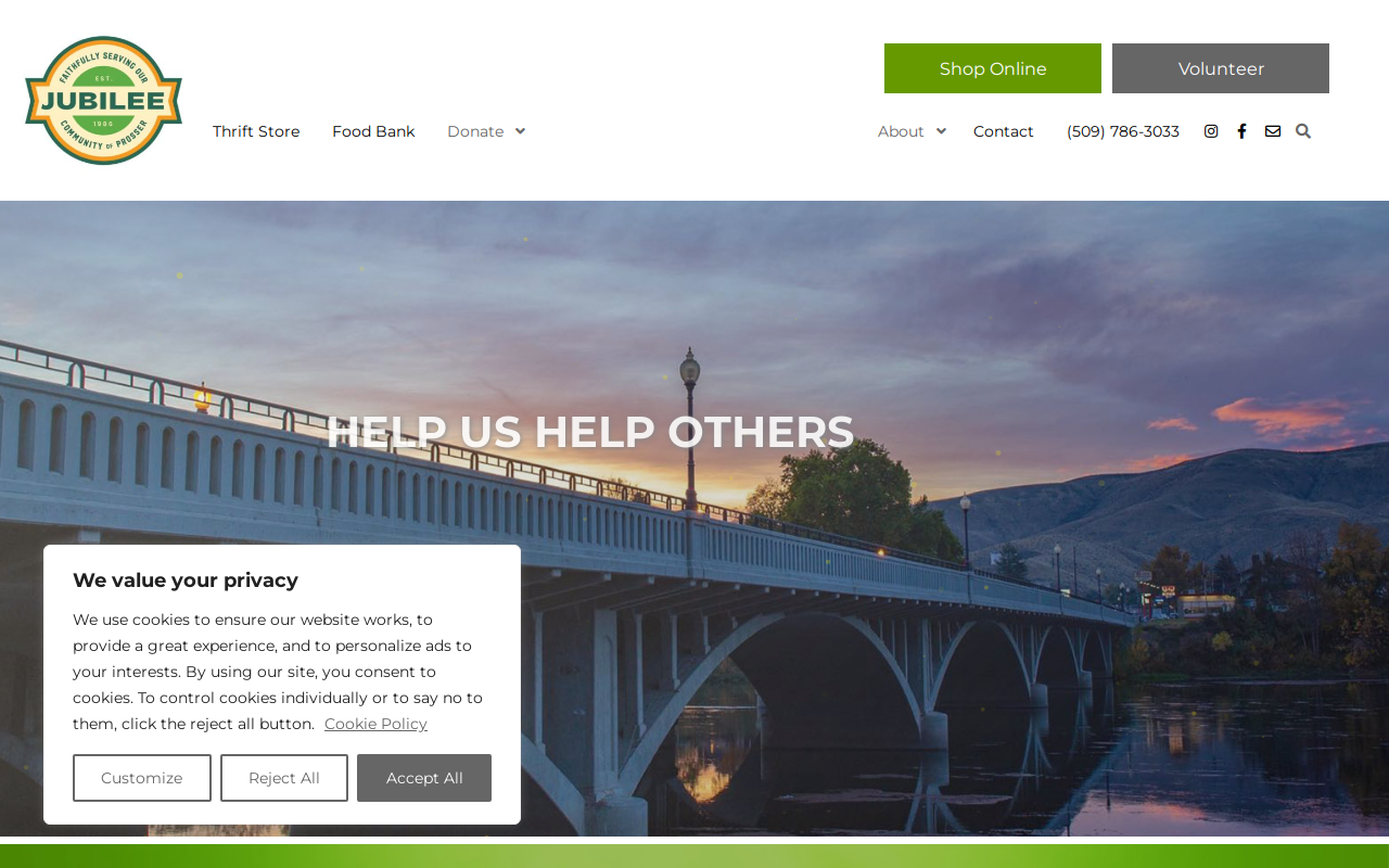 Prosser Jubilee Ministries website preview